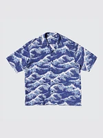 Open Collar Shirt | Short Sleeve | Hokusai Print