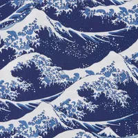 Printed Open Collar Short-Sleeve Shirt (Hokusai