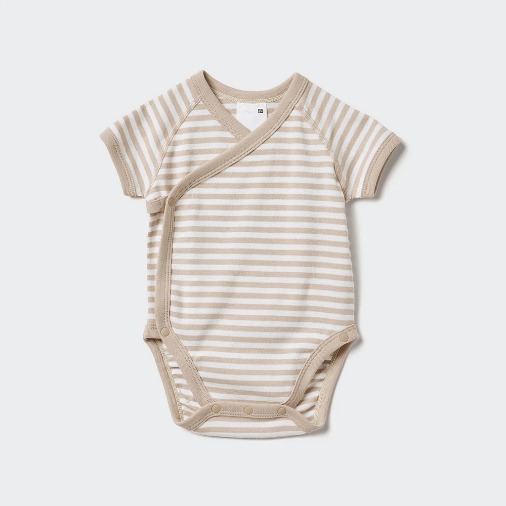 Striped Short-Sleeve Bodysuit (Open Front)