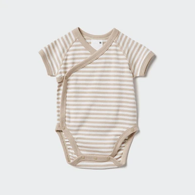 Striped Short-Sleeve Bodysuit (Open Front)