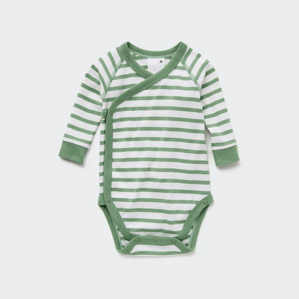 Striped Long-Sleeve Bodysuit (Open Front)