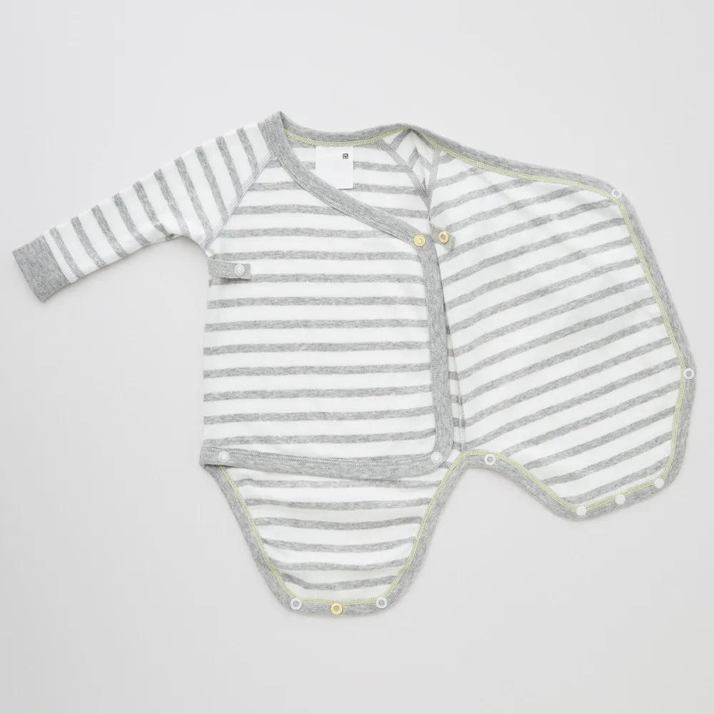 Striped Long-Sleeve Bodysuit (Open Front)