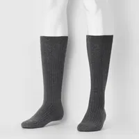 Wide Ribbed Knee High Socks
