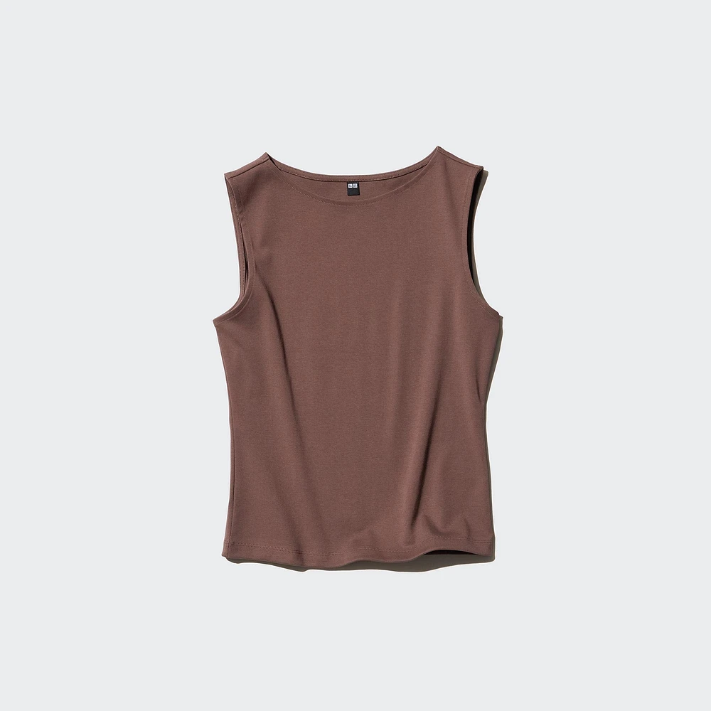 BOAT NECK SLEEVELESS T-SHIRT