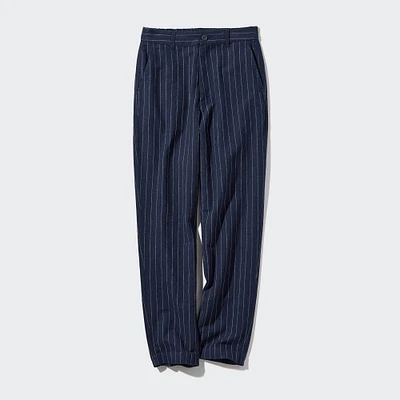 LINEN COTTON STRIPED TAPERED PANTS (LONG)