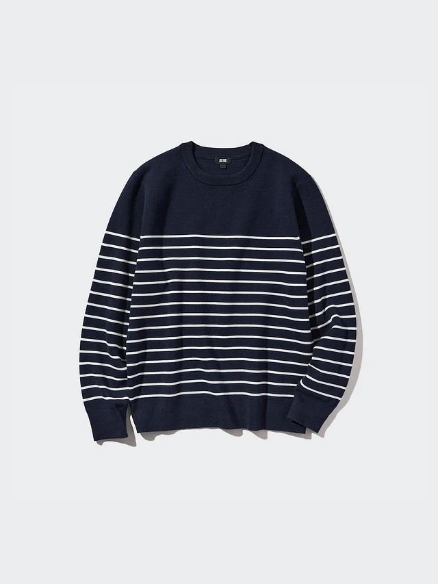 Truien Uniqlo Souffle Yarn A Rayas Long-sleeve Niños Blancas
