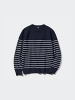 Washable Milano Ribbed Striped Crew Neck Sweater