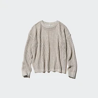 MESH CREW NECK LONG SLEEVE SWEATER