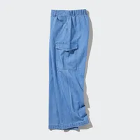 Denim Wide Straight Cargo Pants