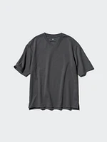 AIRism Cotton Oversized T-Shirt | V-Neck Half Sleeve