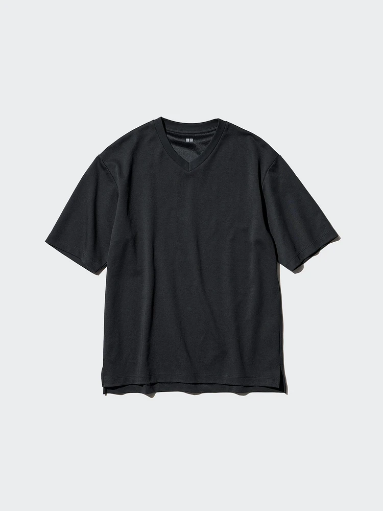 AIRism Cotton Oversized T-Shirt | V-Neck Half Sleeve
