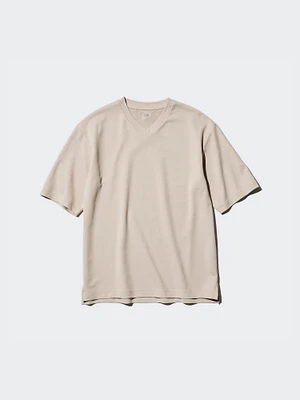 AIRism Cotton Oversized T-Shirt | V-Neck Half Sleeve