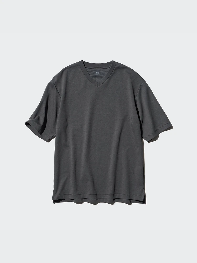 AIRism Cotton Oversized T-Shirt | V-Neck Half Sleeve