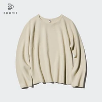 3D KNIT COTTON CREW NECK SWEATER