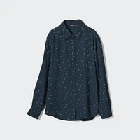 Rayon Printed Long-Sleeve Blouse