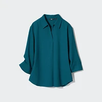 RAYON SKIPPER COLLAR BLOUSE /3/4 SLEEVE