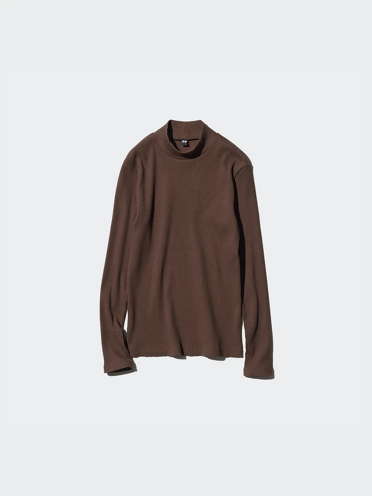 Ribbed High Neck T-Shirt | Long Sleeve