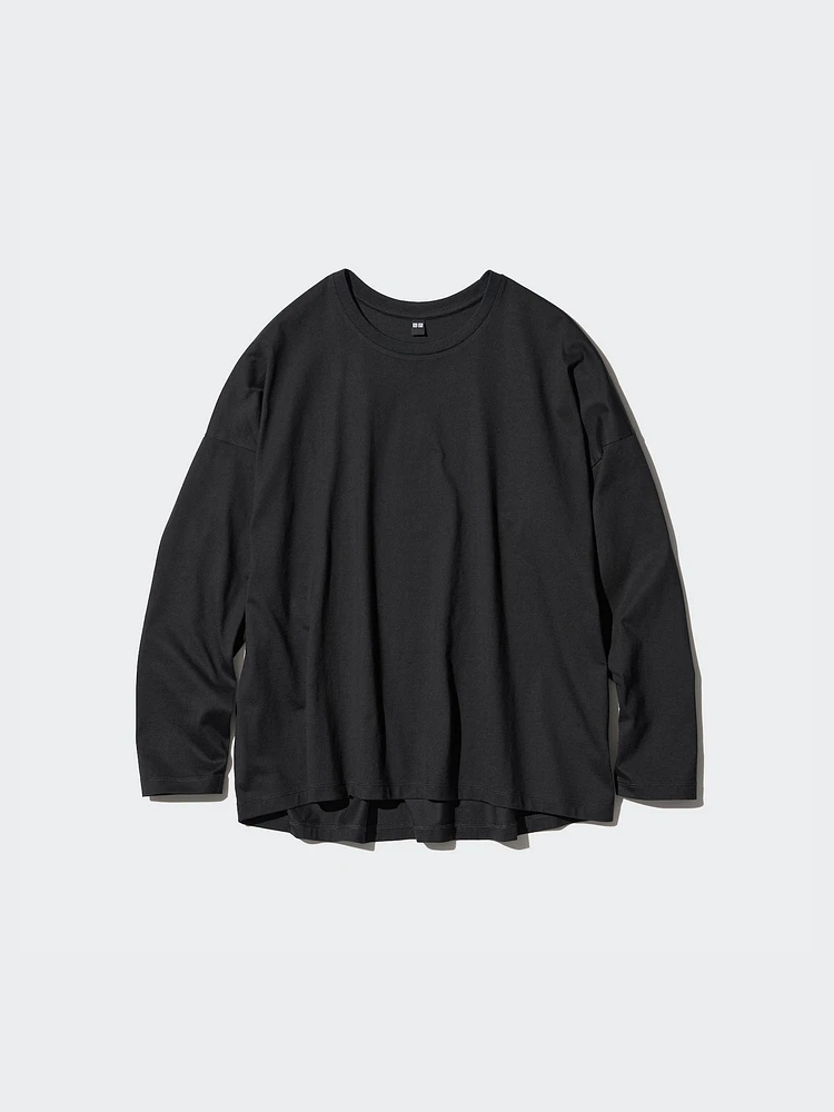 Smooth Cotton Oversized T-Shirt | Long Sleeve