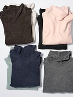 Soft Knitted Fleece Ribbed T-Shirt | High Neck Long Sleeve