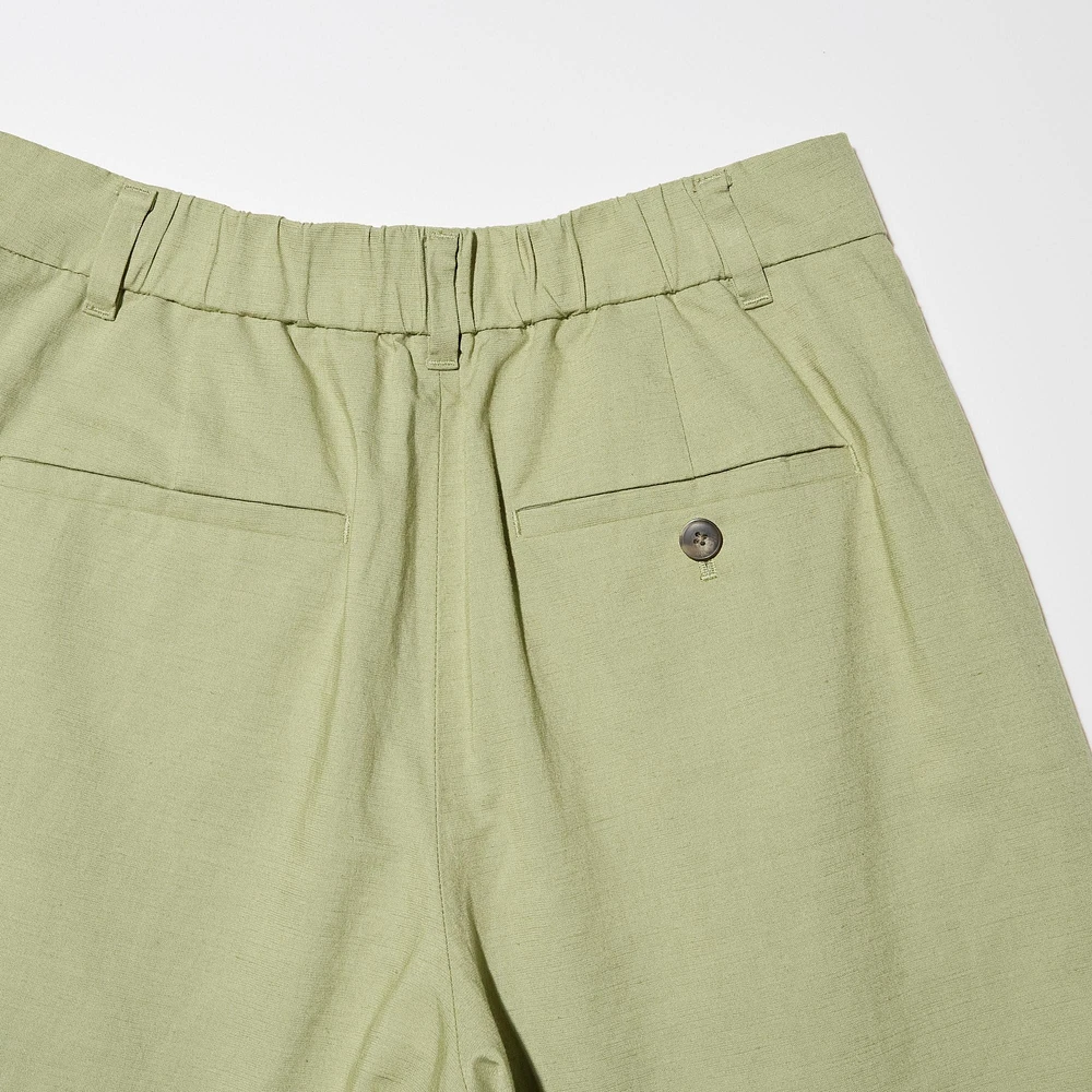 LINEN BLEND PLEATED SHORTS