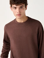 SOFT KNITTED FLEECE CREW NECK T-SHIRT