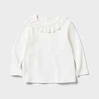 Crew Neck T-Shirt | Long Sleeve Ruffled