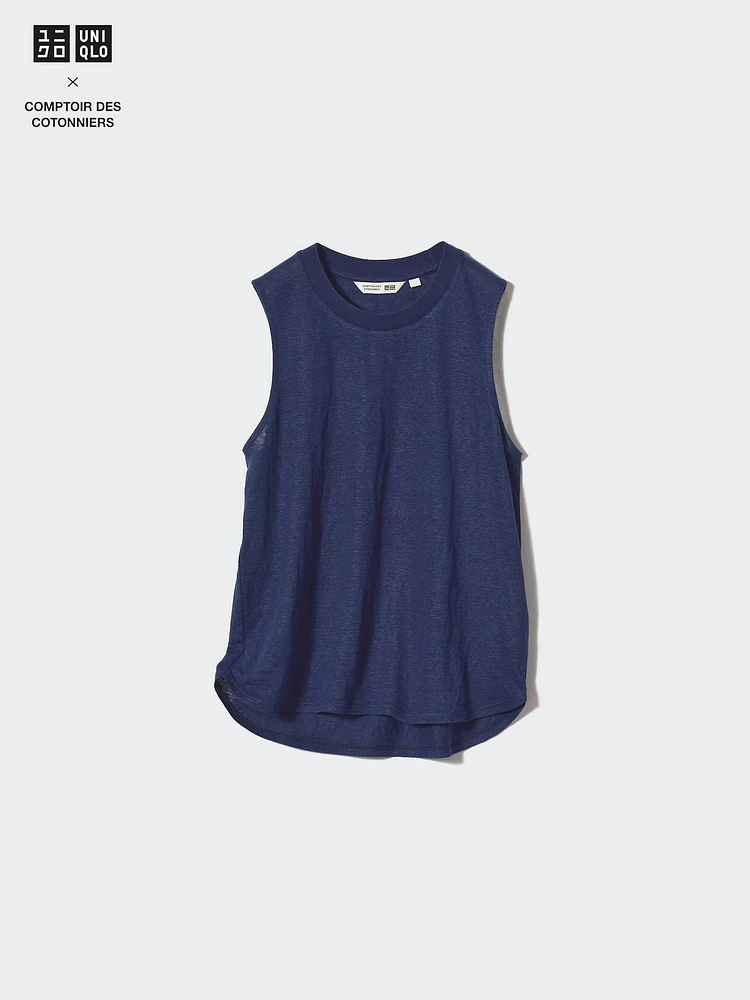 Linen Sleeveless T-Shirt