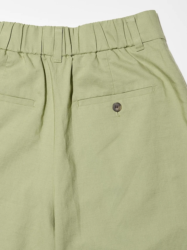 UNIQLO Linen Blend Pleated Tapered Trousers | King