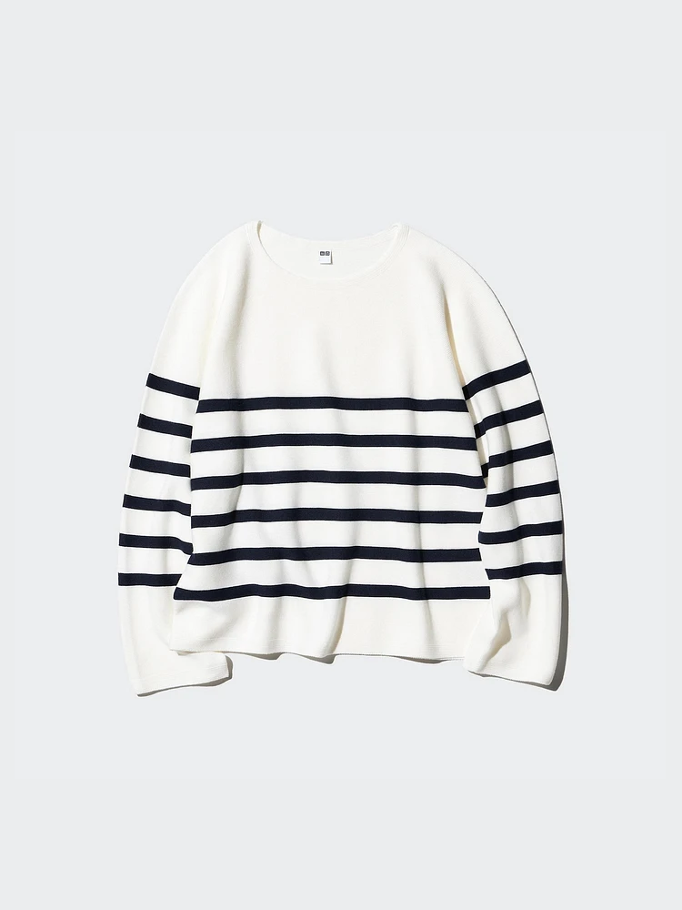 3D KNIT COTTON CREW NECK SWEATER