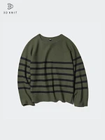 3D KNIT COTTON CREW NECK SWEATER