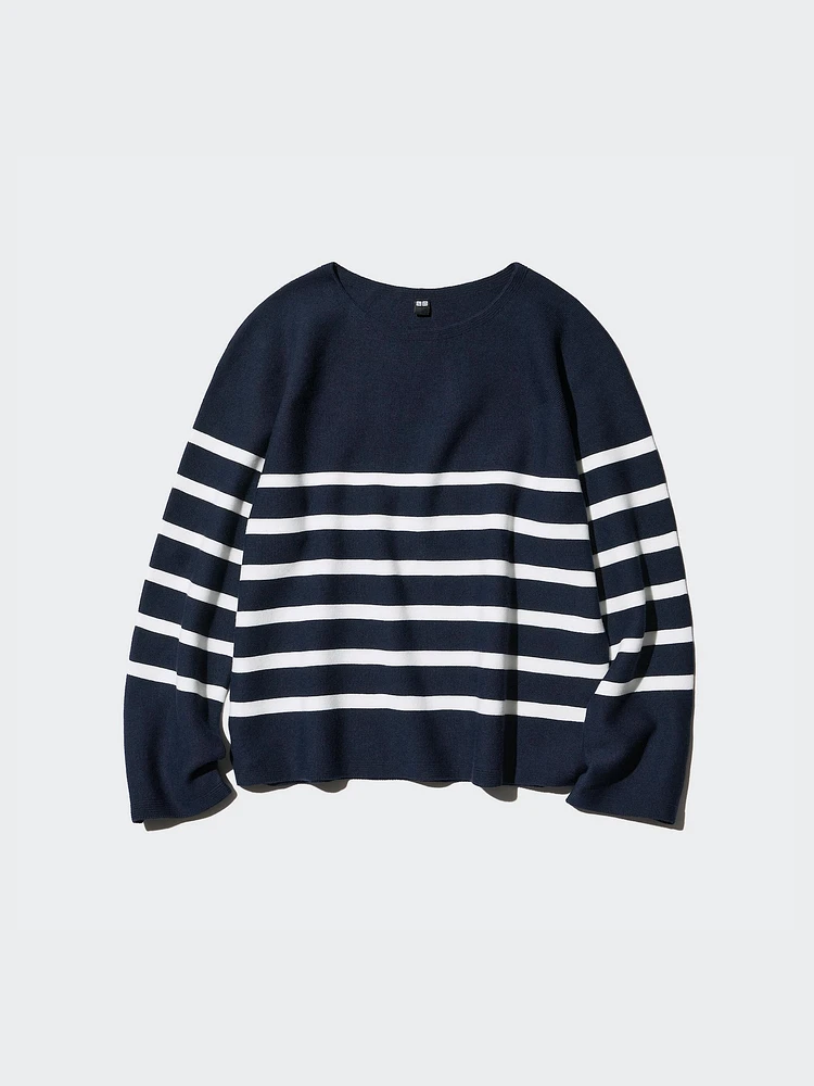 3D KNIT COTTON CREW NECK SWEATER