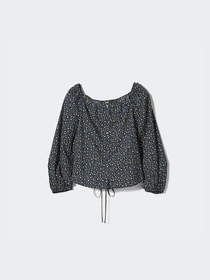 COTTON SQUARE NECK BLOUSE