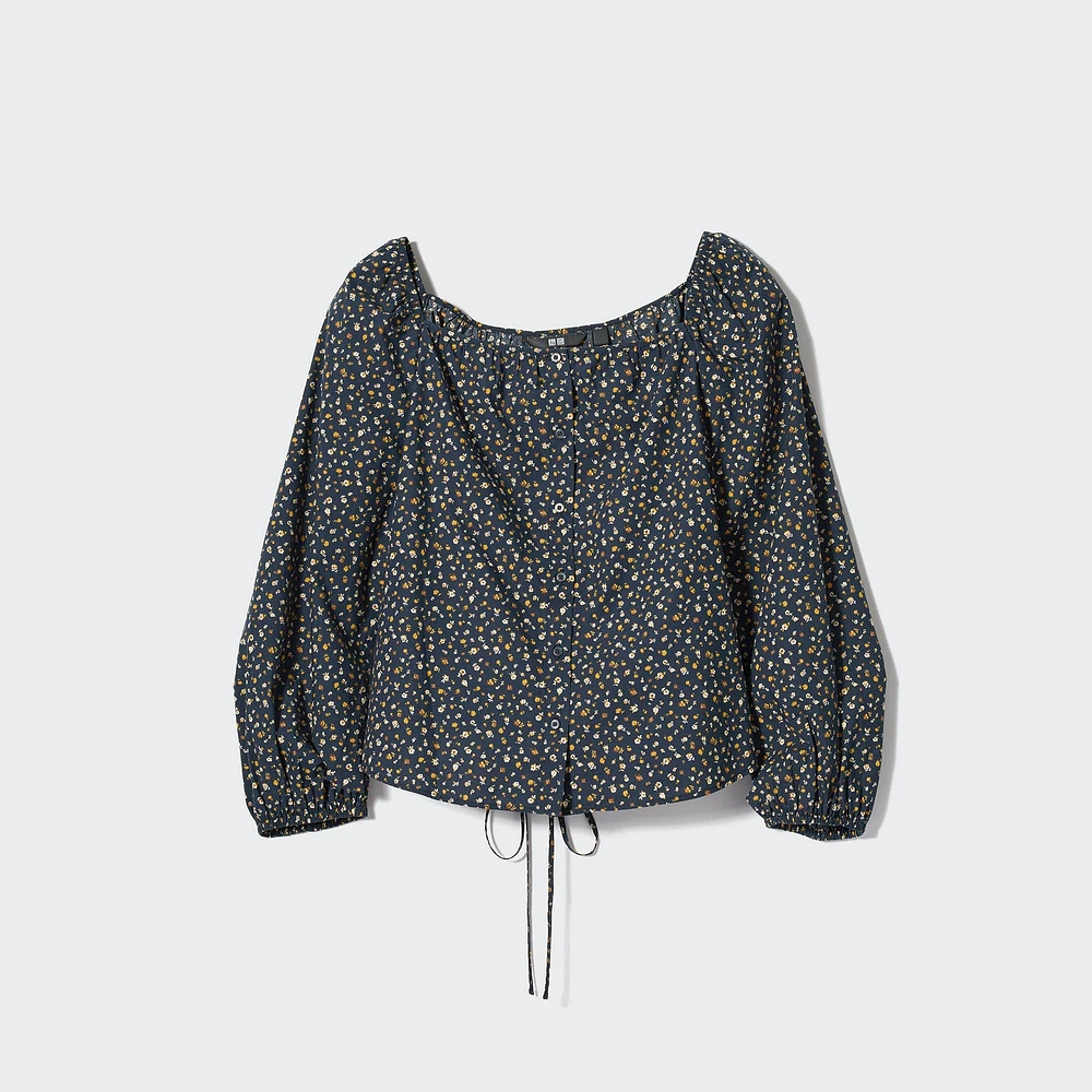 COTTON SQUARE NECK BLOUSE