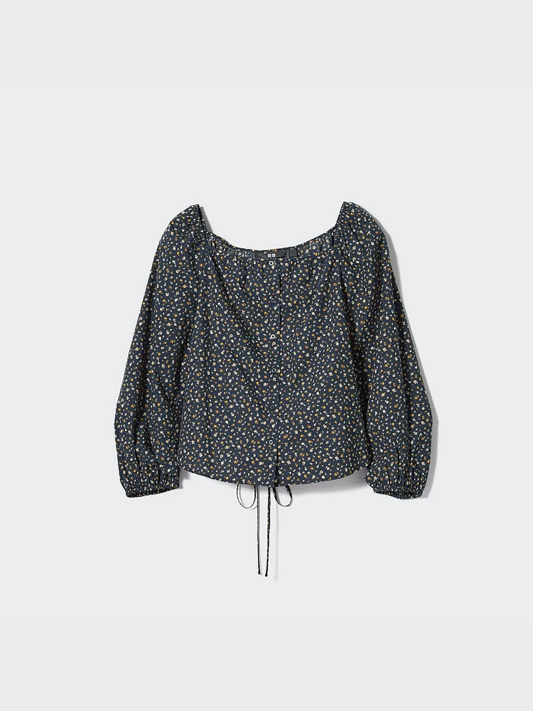 COTTON SQUARE NECK BLOUSE