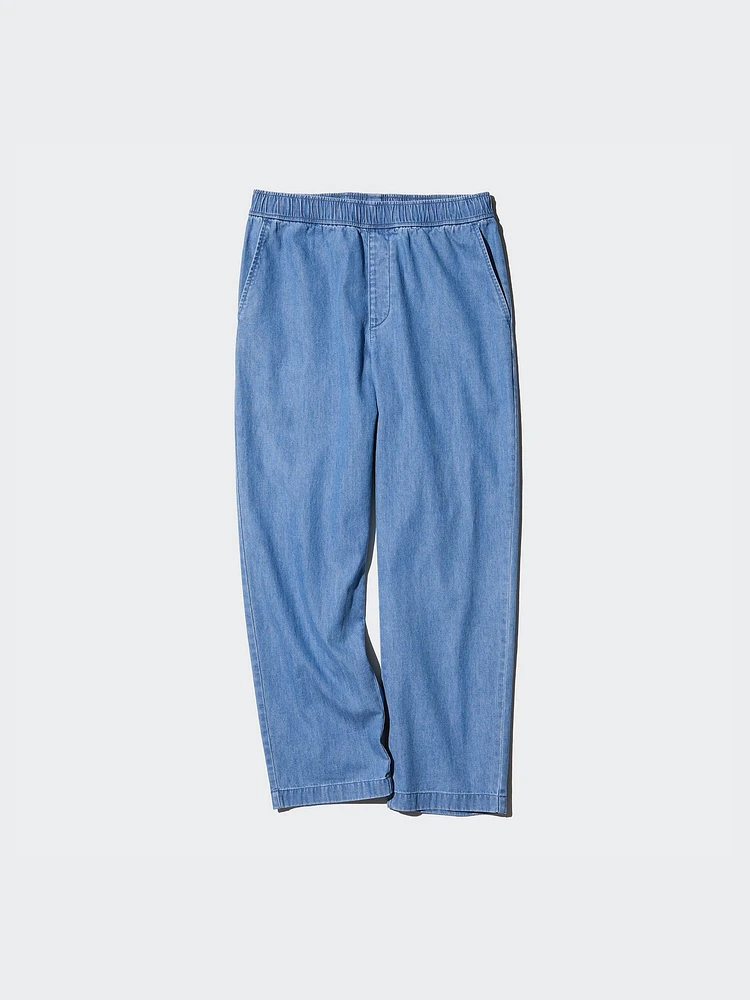 COTTON RELAXED ANKLE PANTS DENIM