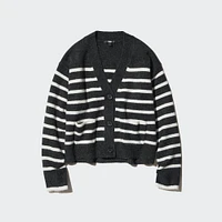 Souffle V-Neck Short Cardigan | Striped