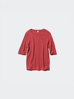 MERINO RIBBED CREW NECK SWEATER HALF SLEEVE