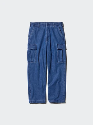 WIDE FIT DENIM CARGO PANTS