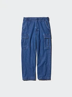 WIDE FIT DENIM CARGO PANTS