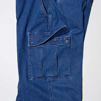 Wide Fit Denim Cargo Pants