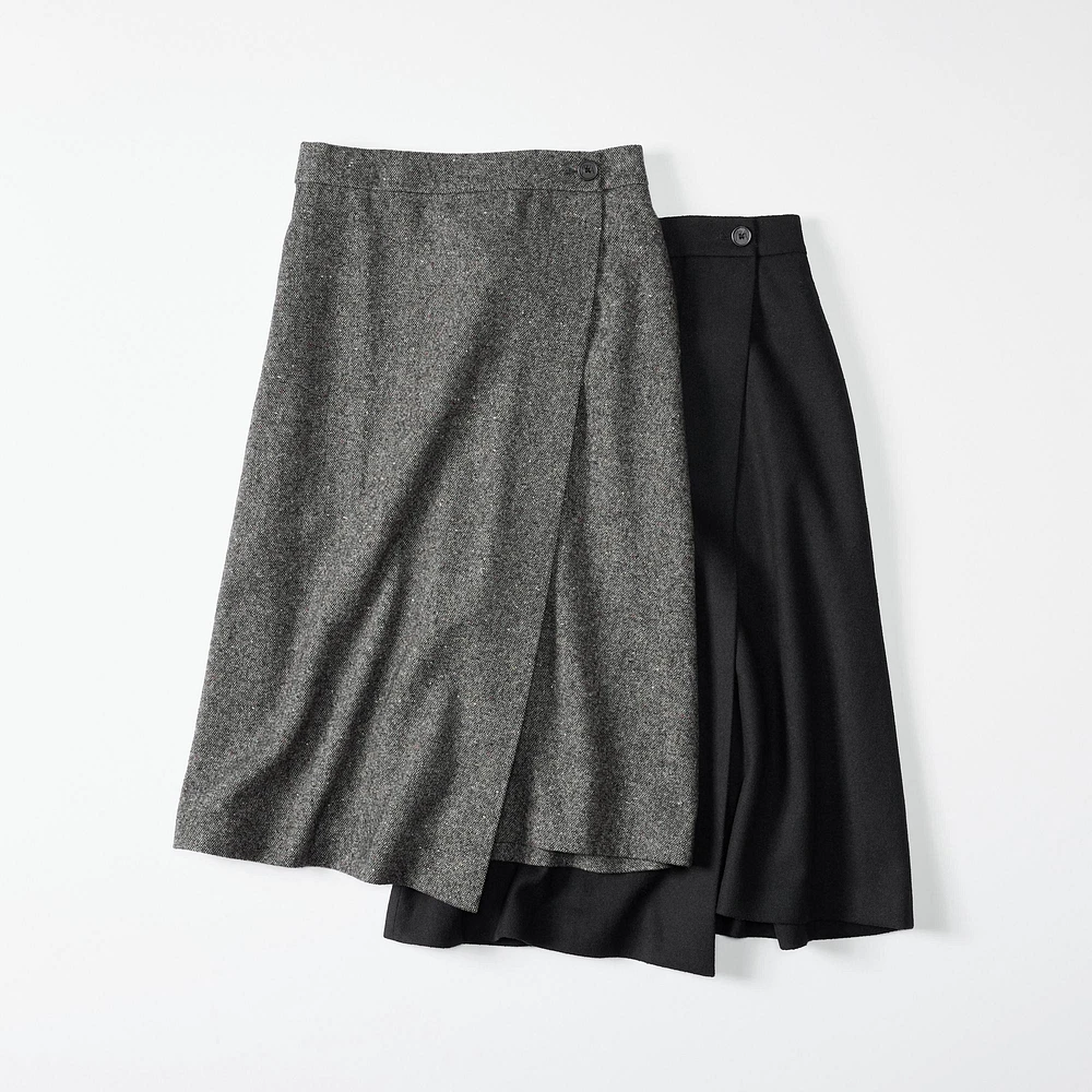 WOOL BLEND WRAP SKIRT