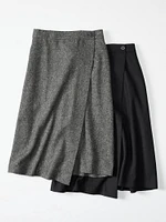 Wool Blend Wrap Skirt