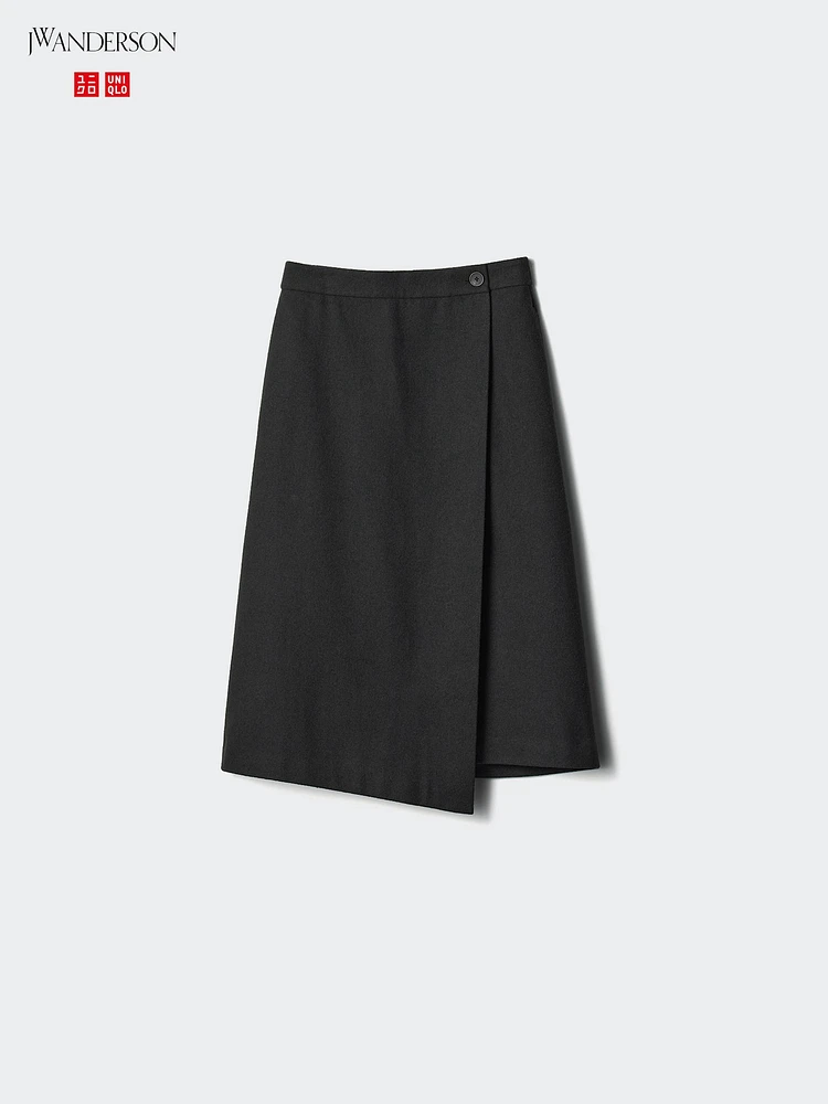 Wool Blend Wrap Skirt