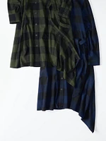 Flannel Asymmetric Hem Dress | Checked