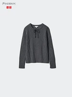 Ribbed Tie-Neck Sweater