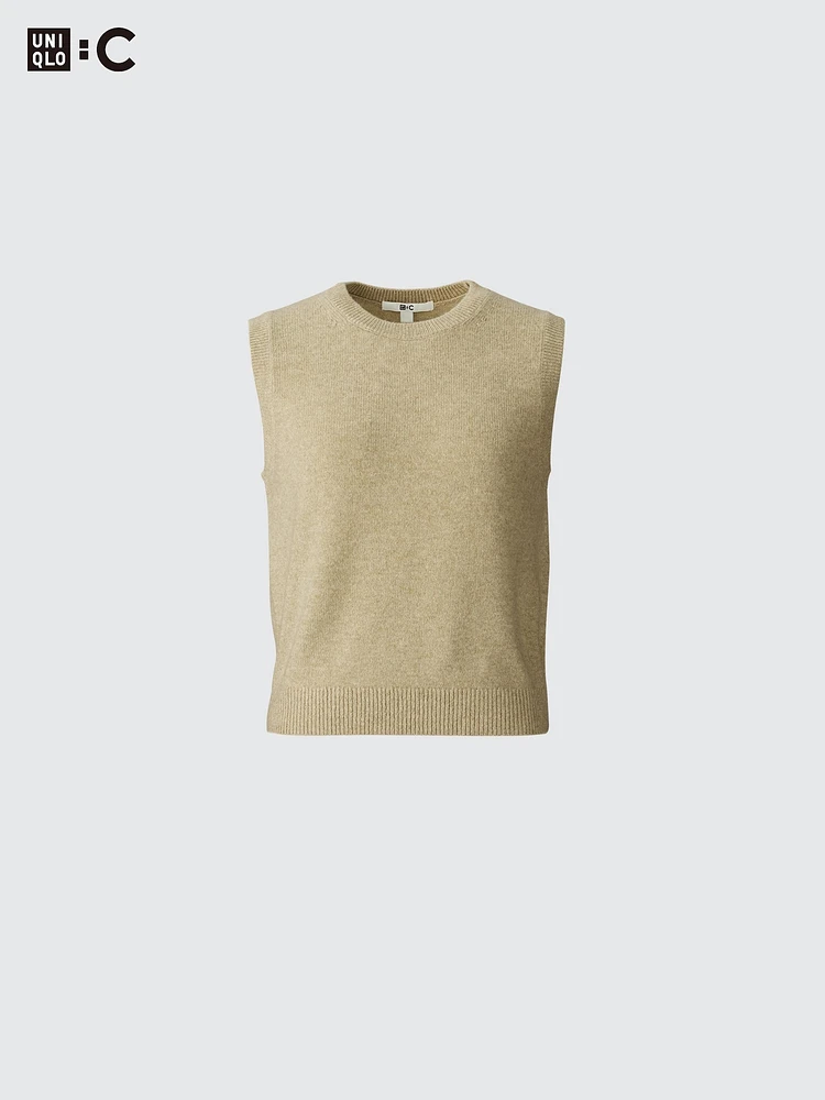 CASHMERE CREW NECK SHORT SWEATER | SLEEVELESS