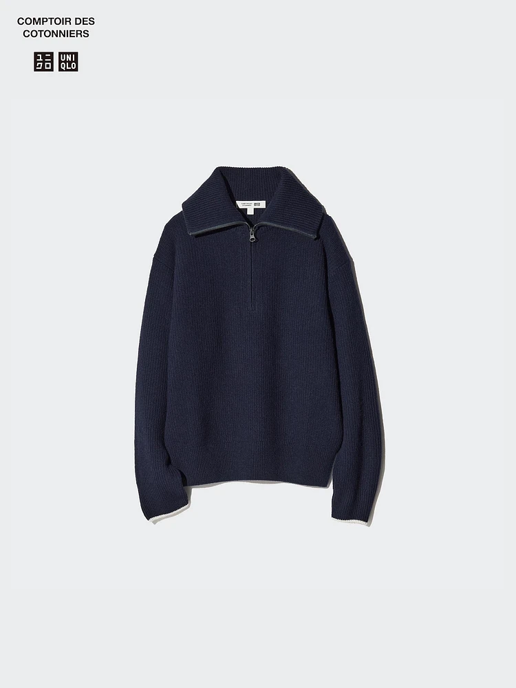 LAMBSWOOL HALF ZIP SWEATER