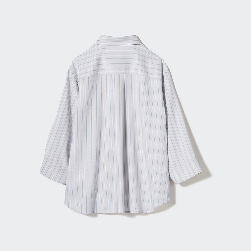 RAYON SKIPPER COLLAR BLOUSE 3/4 SLEEVE