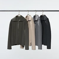 BRUSHED JERSEY HALF-ZIP PULLOVER SHIRT