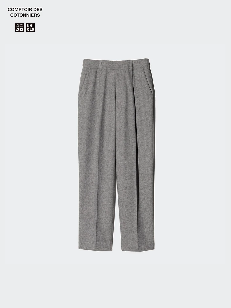 TWEED PLEATED TAPERED PANTS